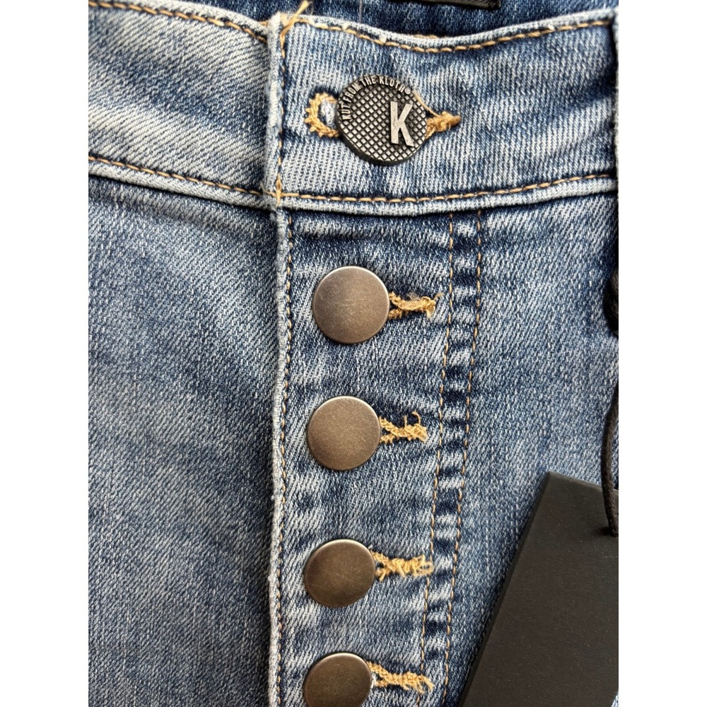 KUT from the Kloth Rachael Fab Am Mom Jean High Rise  Button Fly Raw Hem Size 6 - Picture 10 of 14